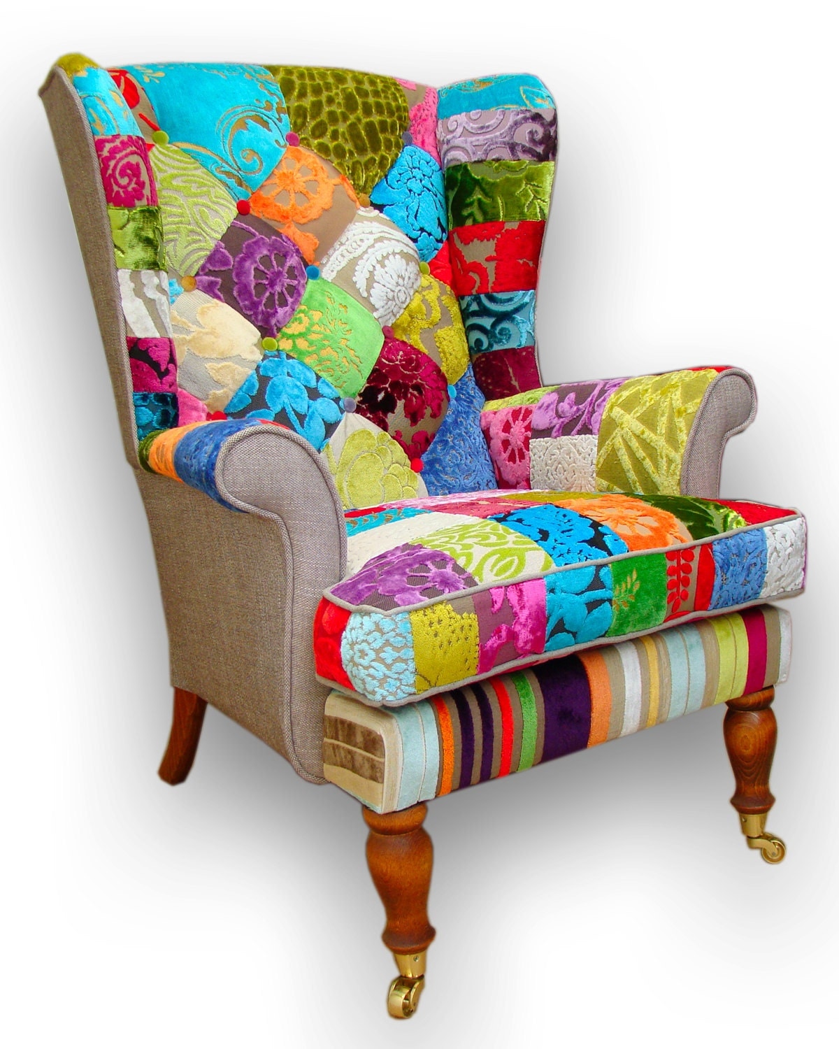 Patchwork Wingback Armchair Uk - Handwoven New Wool Kilim Wingback