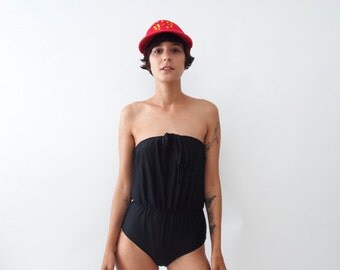 Black one piece swimsuit // Retro bathing suit // Onepiece Black Swimsuit // Strapless Bathing suit