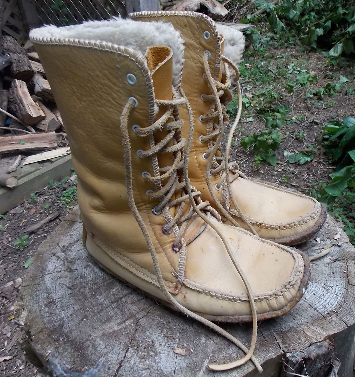 Vintage Leather Mukluks with Rubber Crepe Soles