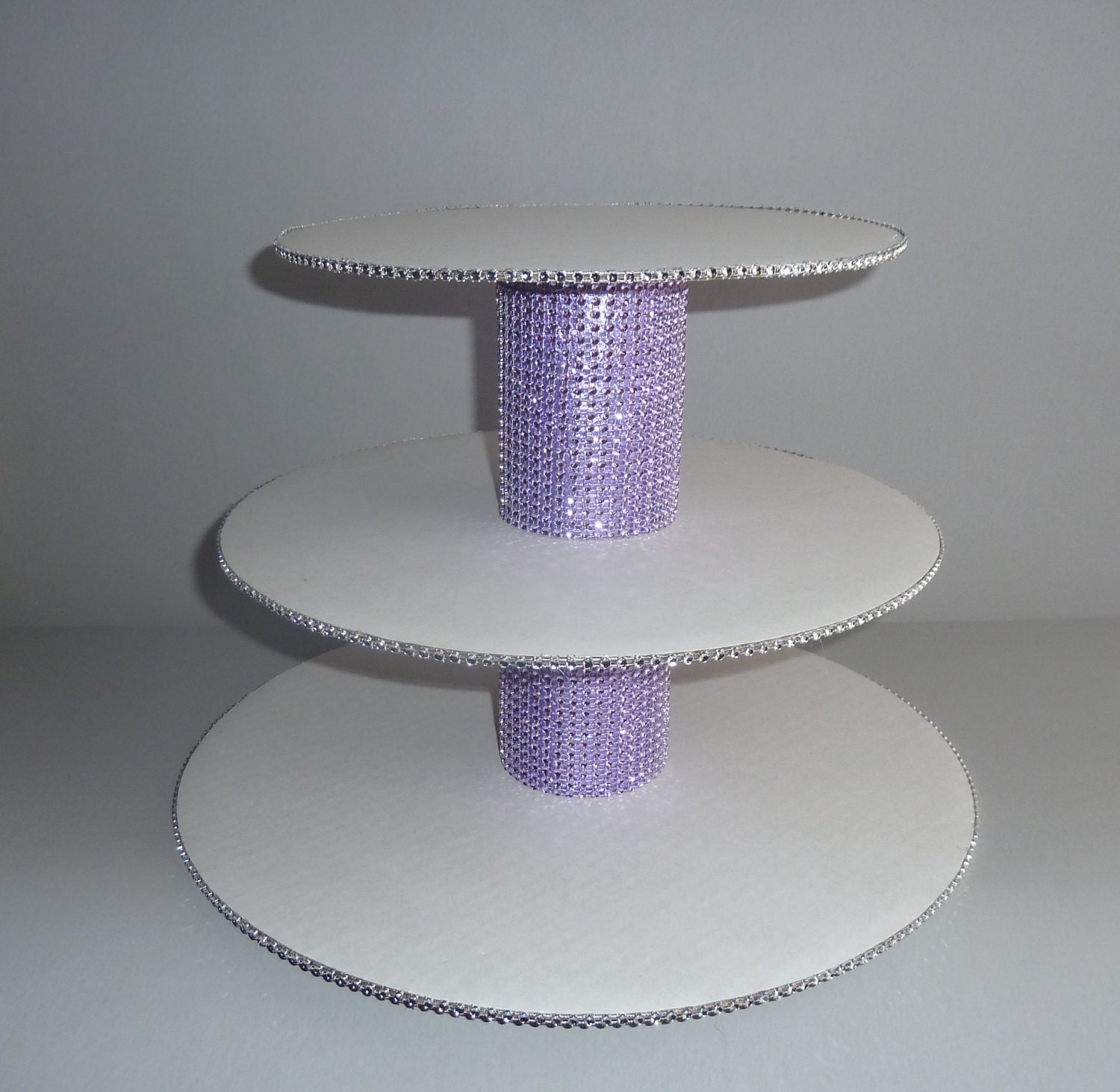 tier lavender silver bling faux rhinestone cupcake stand tower