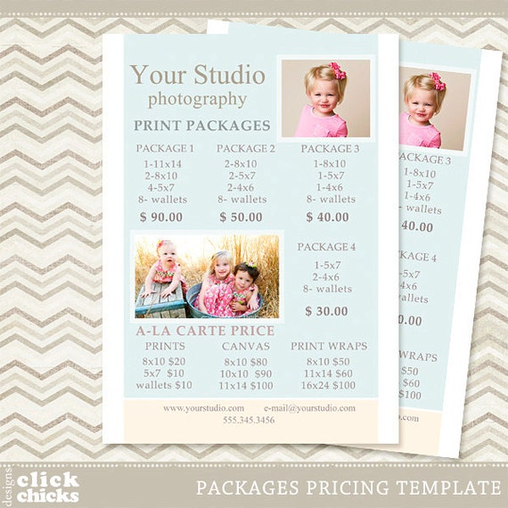 Photography Print Package Pricing List Template Portrait