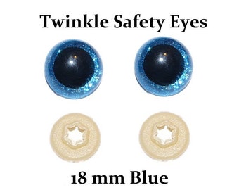 18 mm Safety Eyes Blue Twinkle with Round Pupil (One Pair)