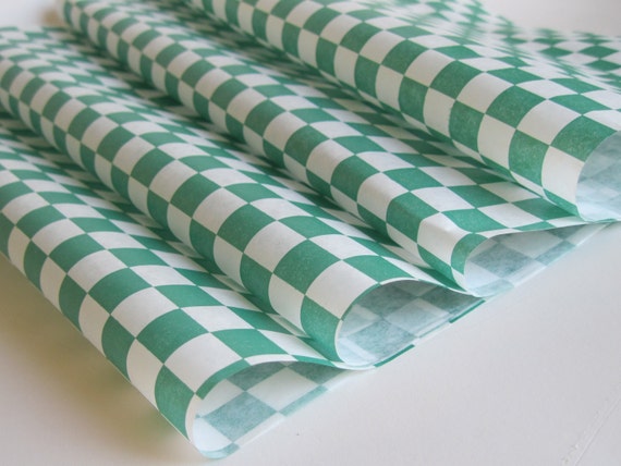 Wax Paper-25 Sheets of Green and White Checkered Wax Paper-Deli Sandwich Wrap-Box and Tray Paper Liners-Lime Plaid Wrapping Paper 12" x 12" Il_570xn