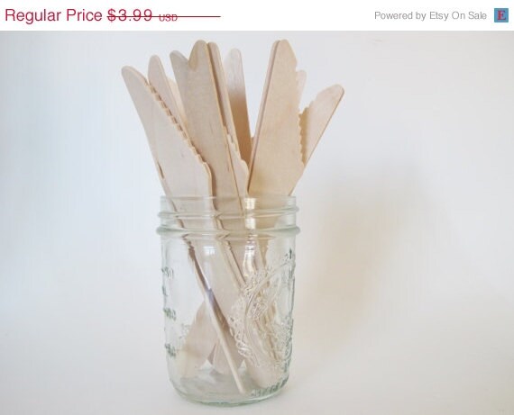15% off - Set of 25 Disposable Wooden Knife Knives Il_570xn
