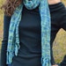 40% OFF SALE Handwoven Scarf: Green and Blue Knit Scarf, Fall Scarf, Boho Scarf, Fall Fashion, Woven Scarf