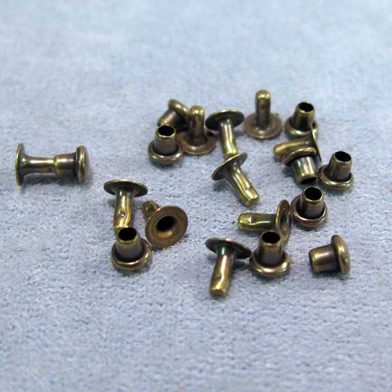 10 Sets Compression Rivets 4mm 1/8 Brass Oxide by BeadedArts