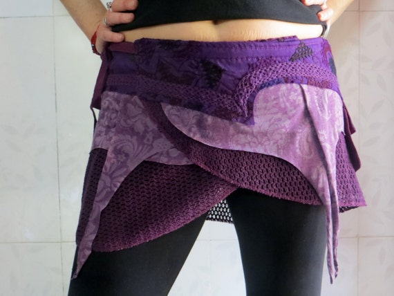 Trance Hippie Clothing - Mini skirt in purple 2 cotton and lycra
