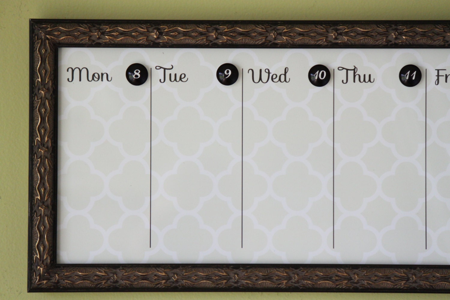Dry Erase Calendar Custom Framed and Dark golden