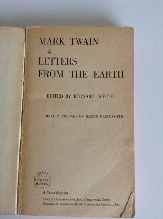 Vintage 1963 Book Letters from the Earth by Mark Twain