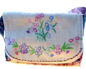 Vintage embroidery and liberty print messenger style handmade handbag