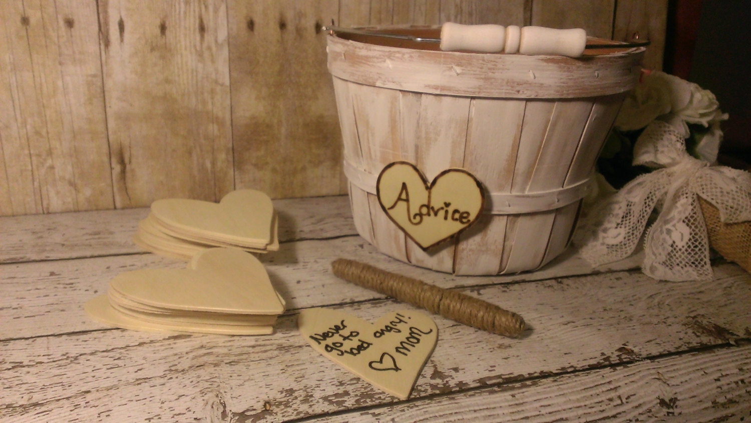 Wedding Advice card basket card box rustic basket by PineNsign