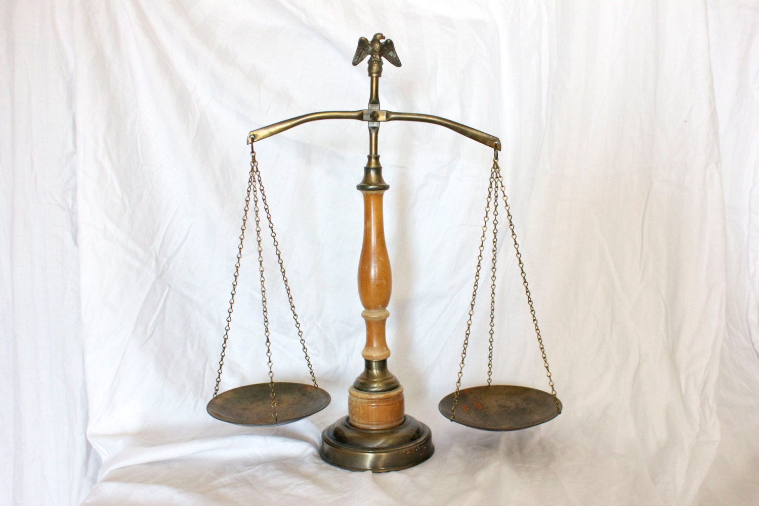 Vintage Brass Scales of Justice with Eagle Decorative Mid