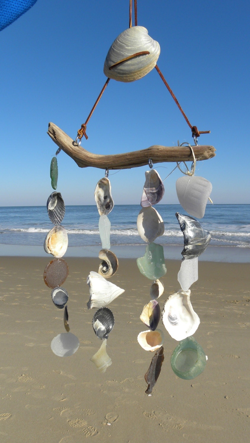 Beach Glass Mobile Sea Glass Wind Chime Driftwood by ...