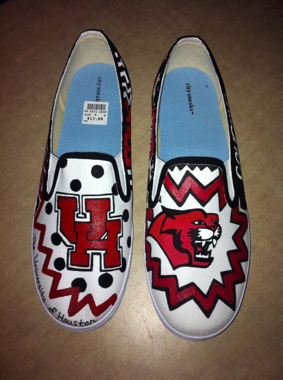 University of Houston Sports Vans Toms by SweetHeartShoes on Etsy