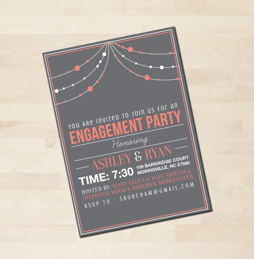 Modern Engagement Party Invitation by TheBurchsDesigns on Etsy
