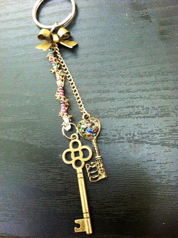 Girly Bow Keychain by BrisCollection on Etsy