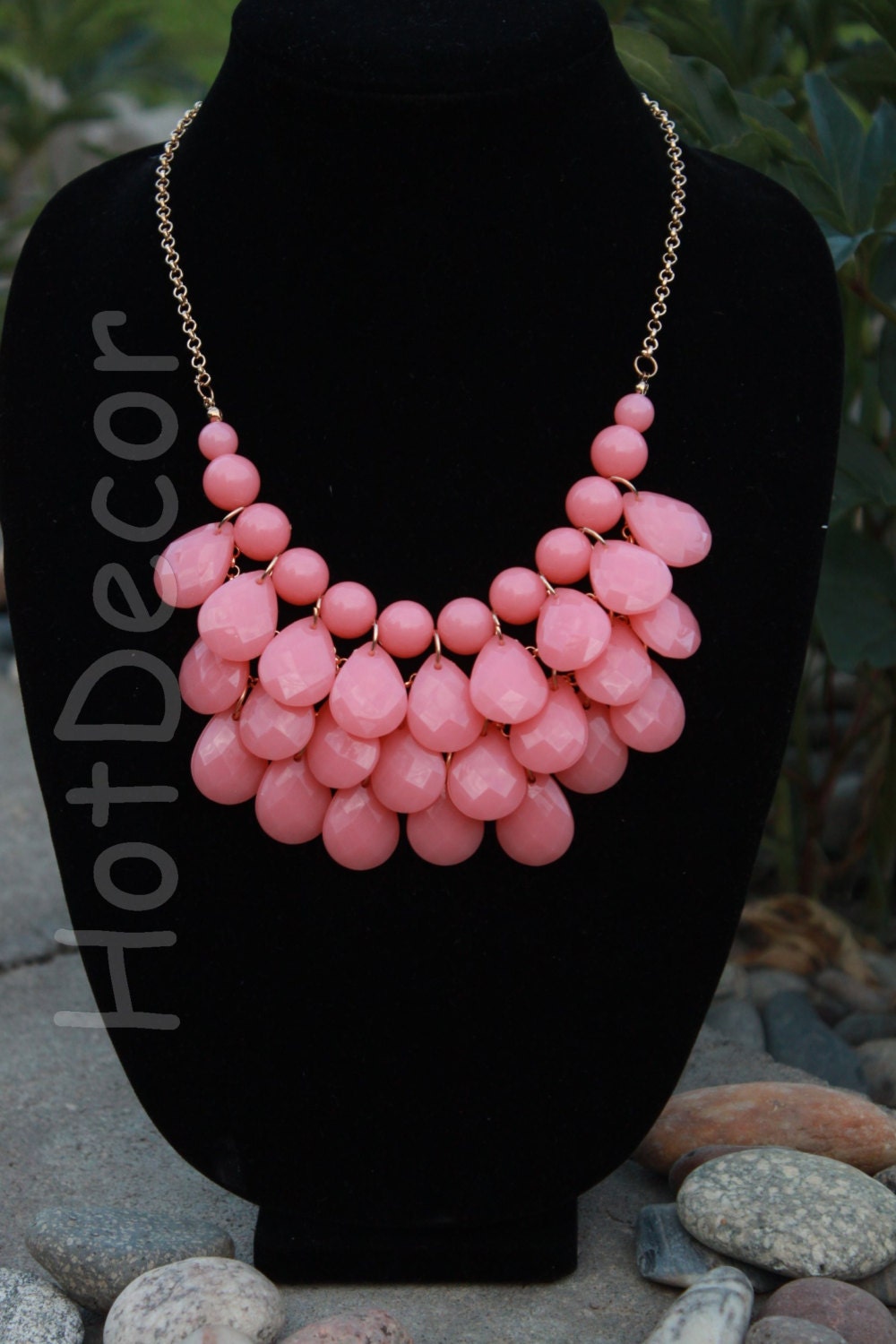 Statement Necklace Pink Necklace Bubble Necklace Bib By HotDecor