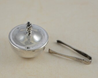 Vintage Plummer Ltd Sterling Silver Sugar Bowl with Lid and Tongs Collectible Great Gift