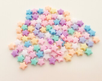 100 pcs Tiny Stars mix colors plastic pastel beads