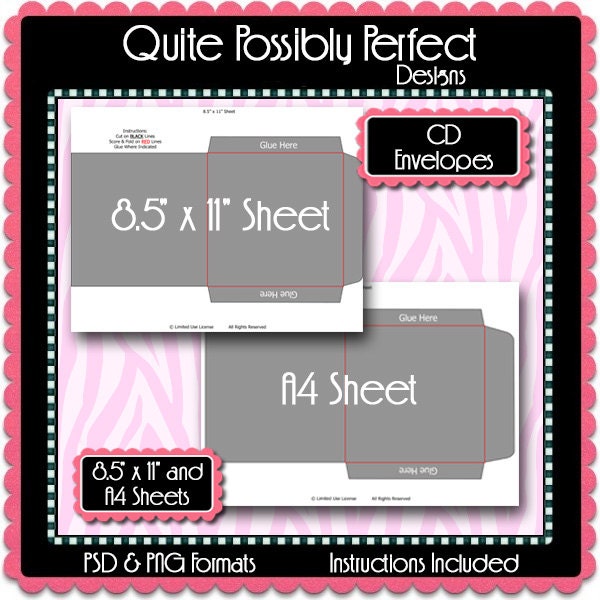 CD Envelope Template Instant Download PSD and PNG Formats