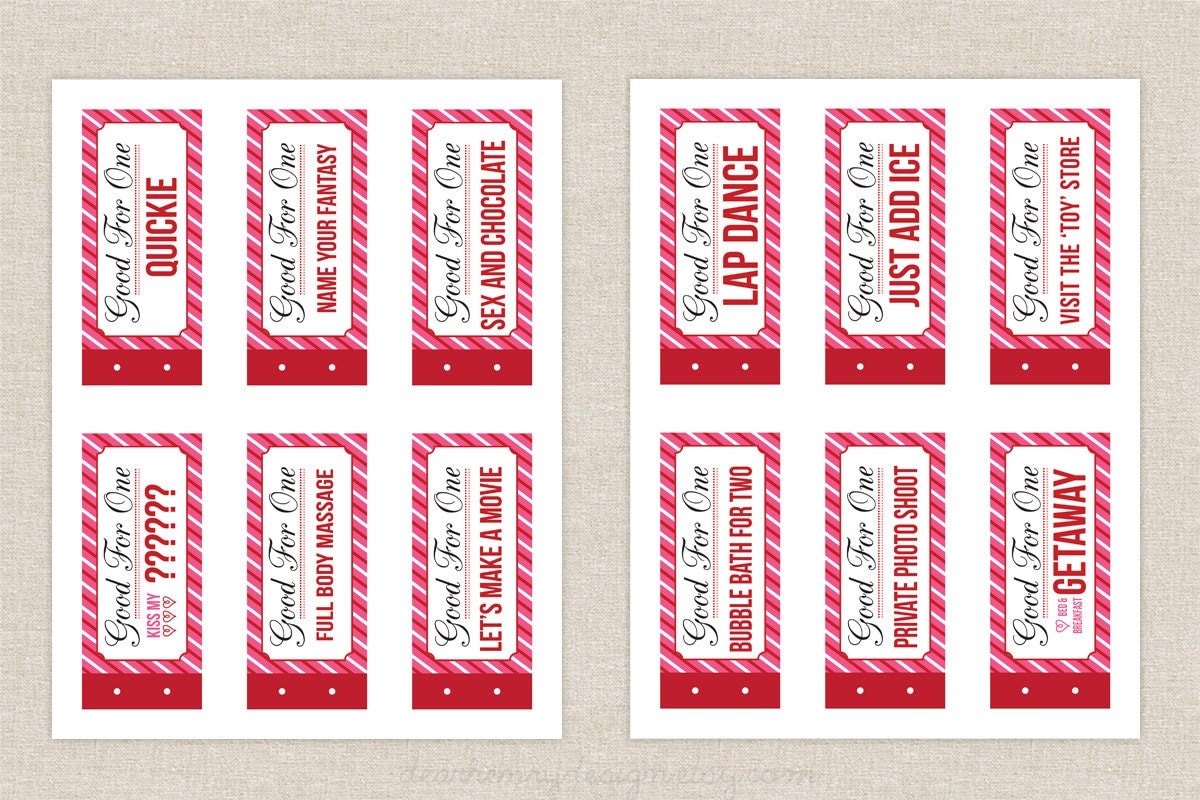 Naughty Coupon Book Printable Valentines Day By Dearhenrydesign 2370