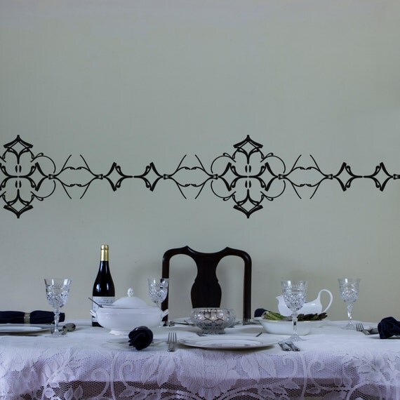 Ornate Vinyl Wall Decal Border for Interior Design