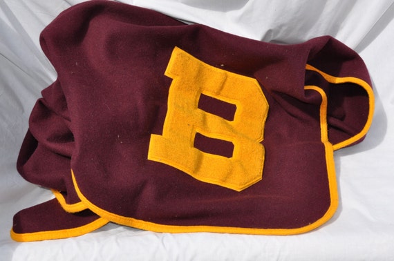 Vintage Varsity Letterman Blanket Football Maroon and Gold