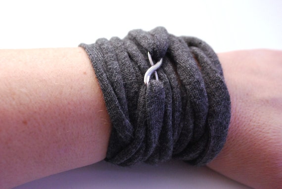 INFINITY String Wrist Cuff Dark Gray Stretch Wrist Bracelet