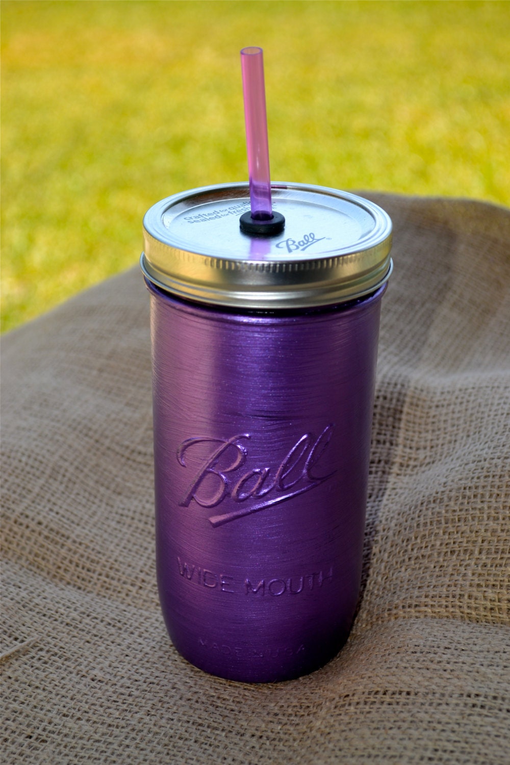 Purple 24 Oz Mason Jar Tumbler With Straw By Middlemadedesigns 4857