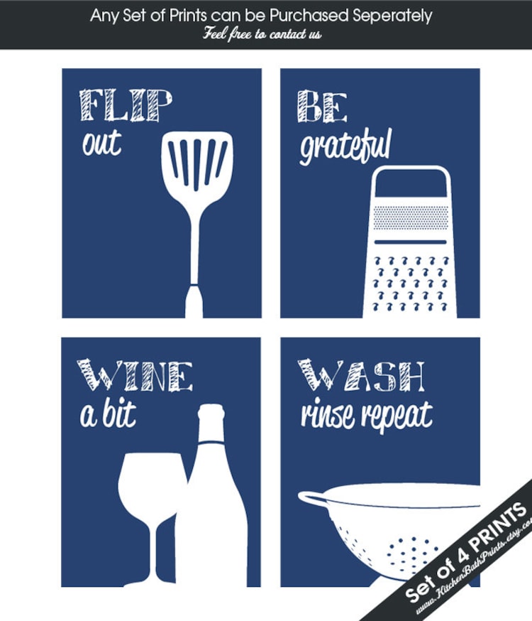 Funny Kitchen Art Print Set Spatula Cheese by KITCHENBATHPRINTS