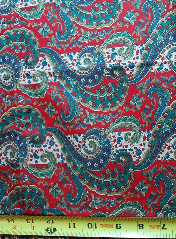 Christmas Paisley Quilt Fabric Red Green and White Cotton