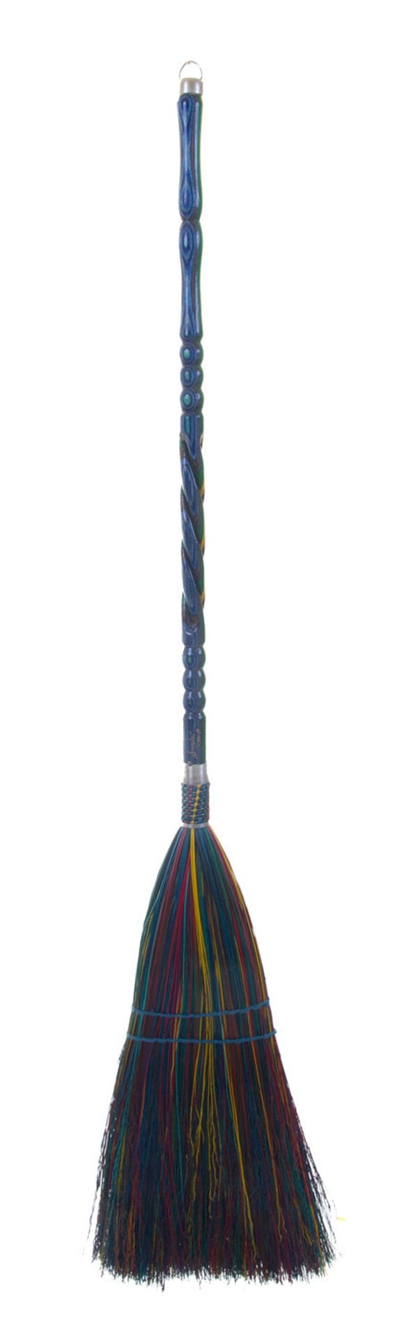 Handmade broom with colorwood handle and by SnydersBrooms on Etsy