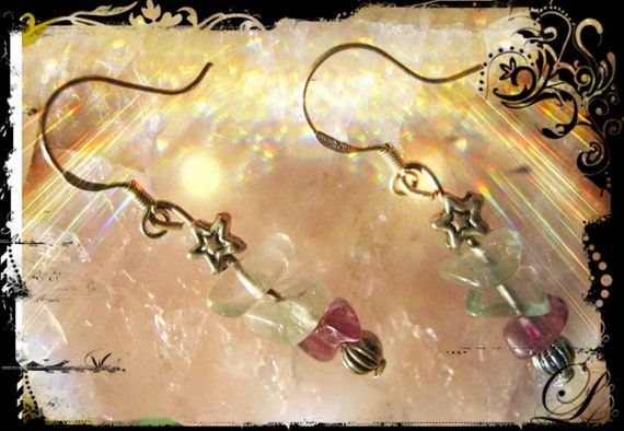 Handmade Silver Earrings with Fluorite & Star by IreneDesign2011