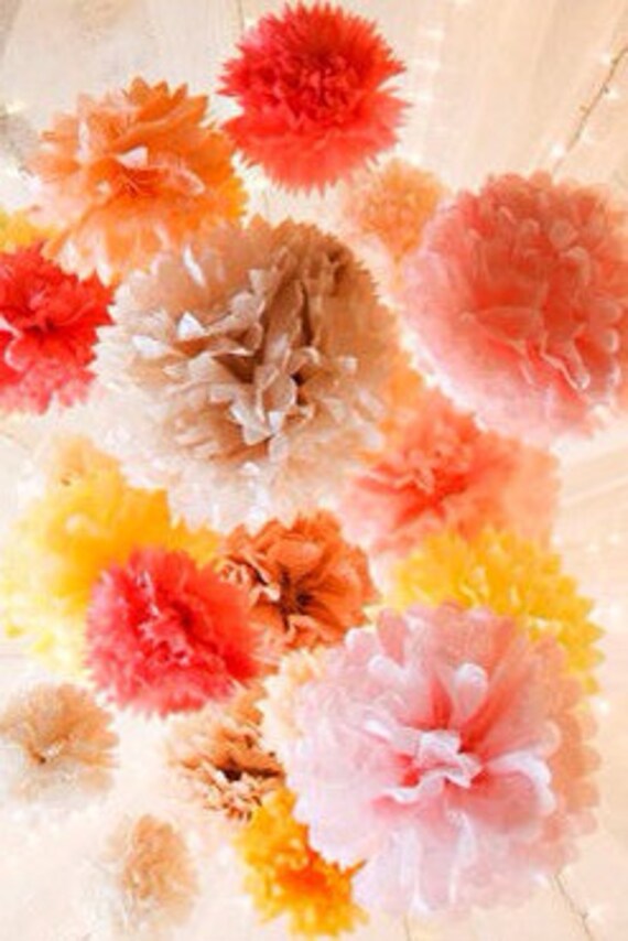 Set of 24 wedding tissue paper pom pomsparty pomsbirthday
