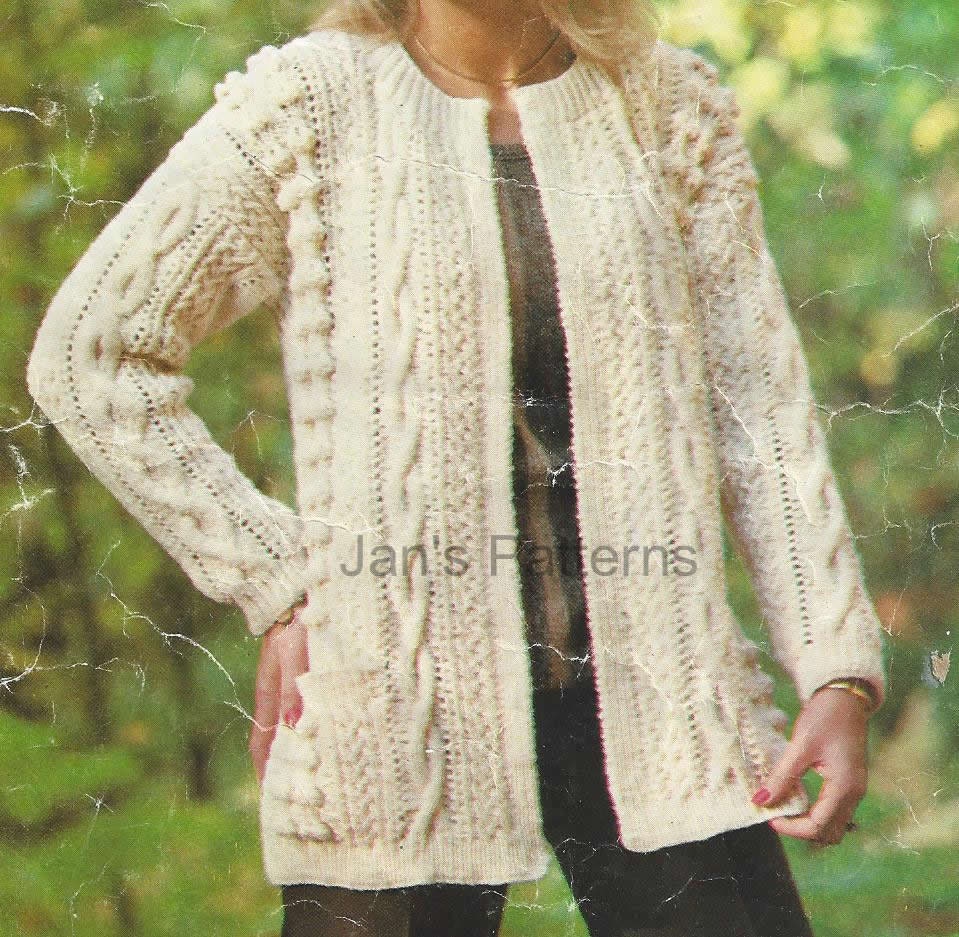 Long Line Aran Jacket Cardigan Knitting by knittingpatterns4you