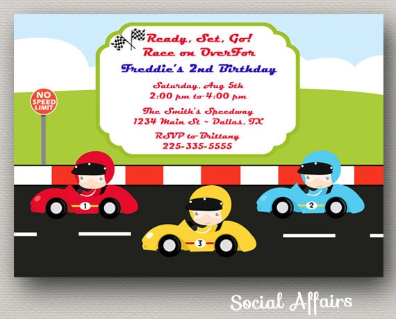 Race Car Birthday Invitation - DIY Printable Invitation Il_570xn