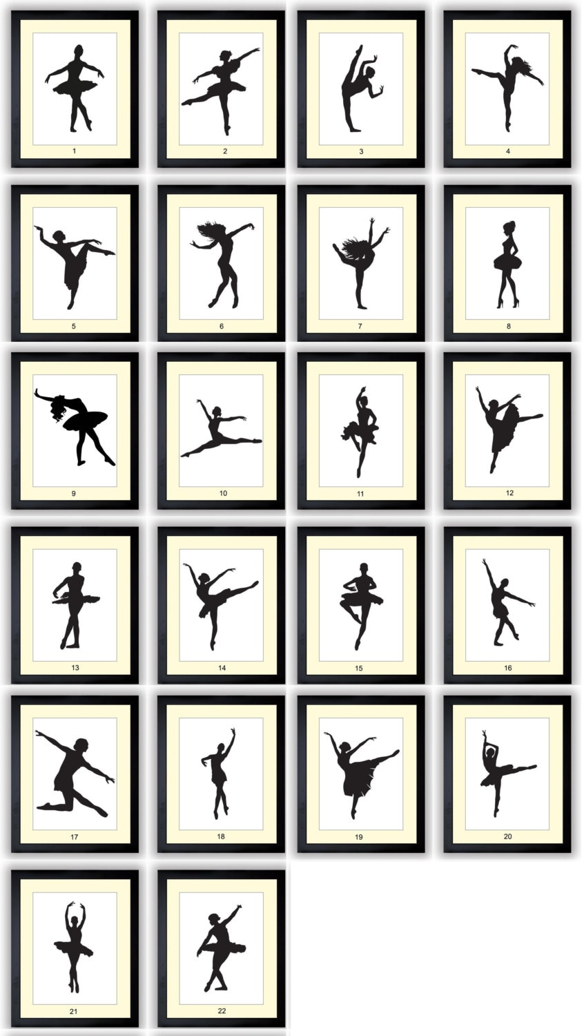 Ballet Ballerina Dancer Silhouette Prints Mix and Match Girls Art Nursery Art Nursery Print Child Ba