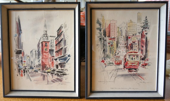 John Haymson Mid Century Framed Print of San Francisco Cable