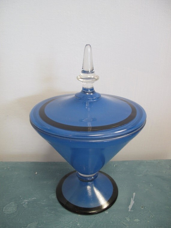 Cobalt Blue Vintage Glass Candy Dish