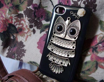 Retro punk flower owl iphone 5s case iphone 5c case iphone 4 4s case ...