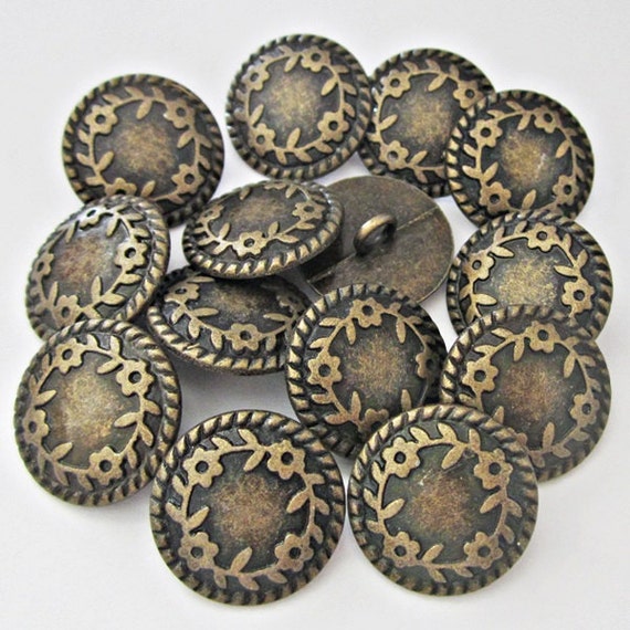 Metal buttons lot 40 carved bronze metal shank bulk buttons