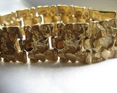 Vintage 18K Gold-Filled Stony Plates Linked Bracelet, Large Gold Bracelet, Fashion Bracelet, Stylish 18kt Bracelet, Retro Jewelry