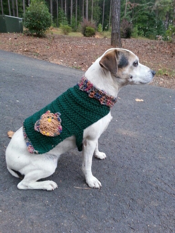 Crochet Knit Dog Sweater Dog Vest with Owl by GoneLoopyCrochet