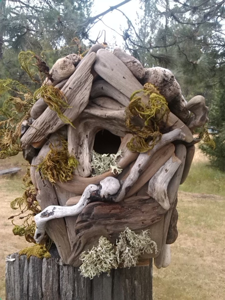 Hand Made Driftwood Birdhouse-Outdoor Garden Decorgift