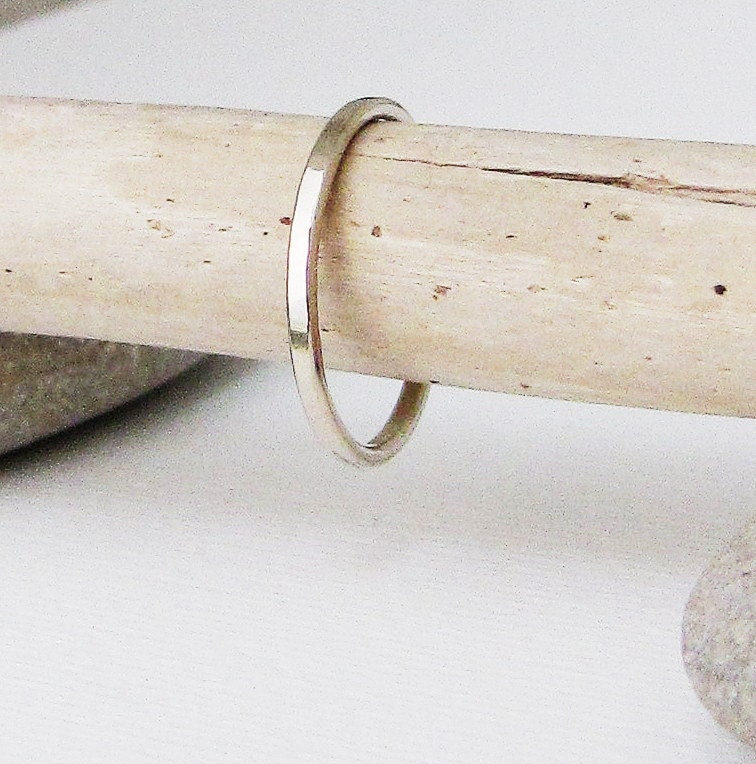 Thin Wedding Band White Gold Wedding Ring 14k White by GoldSmack