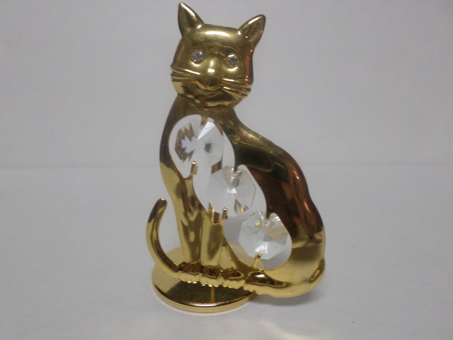 Austrian Swarovski Crystal Cat Figurine With Base