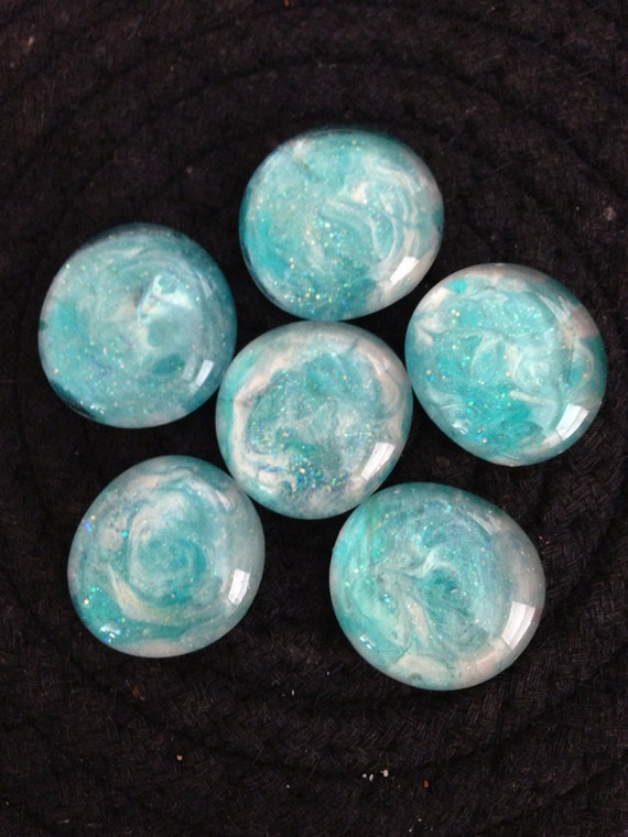 Aqua Glass set with an abstract aqua blue white and