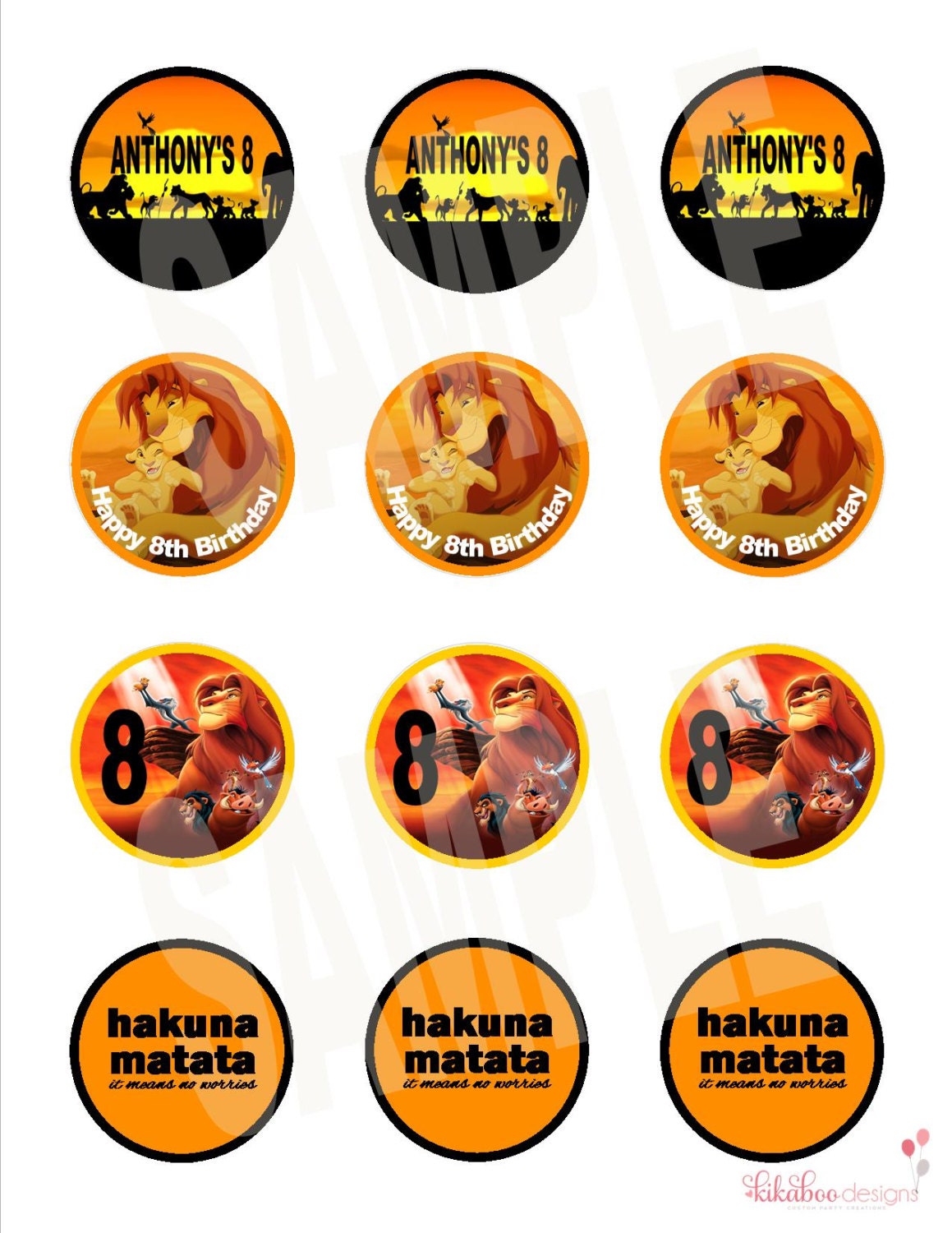 Personalized 2 Lion King Cupcake Toppers by KikabooDesigns on Etsy