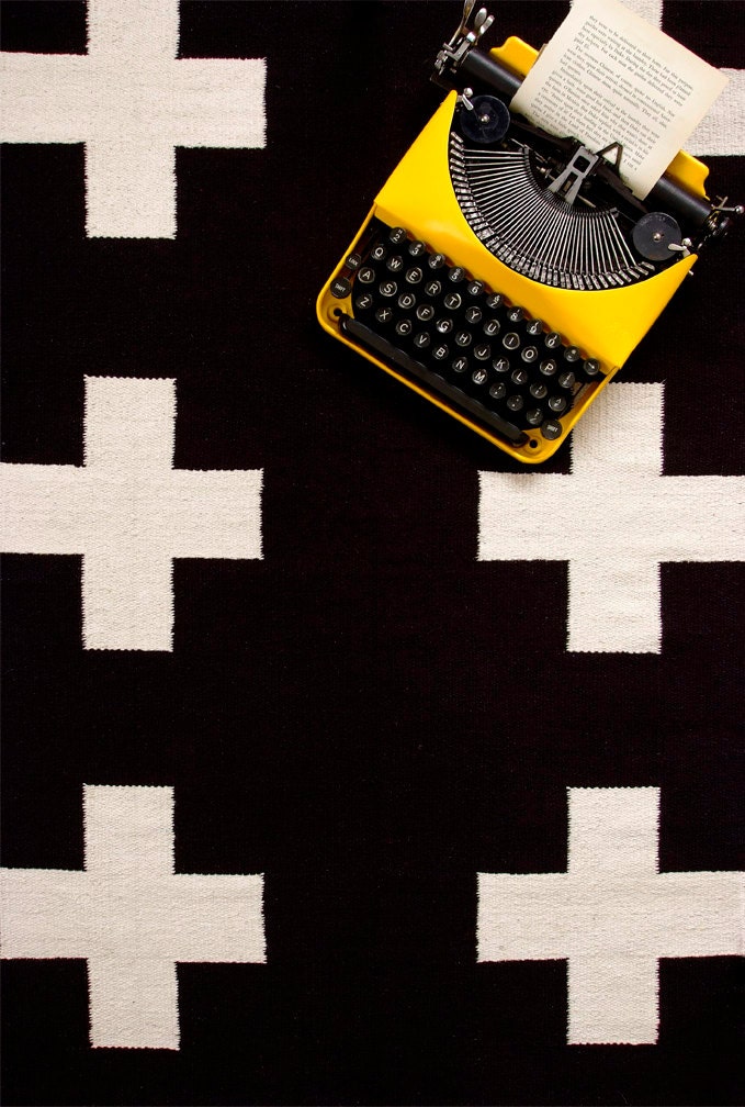 UNION RUG 4x6 cotton flatweave rug black and white