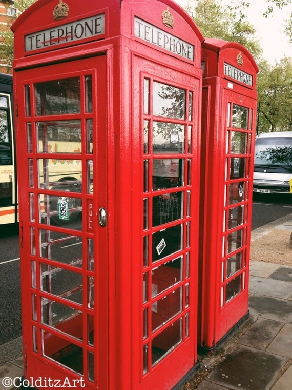 Items similar to Red Phone Booths. London, England. Original Travel ...